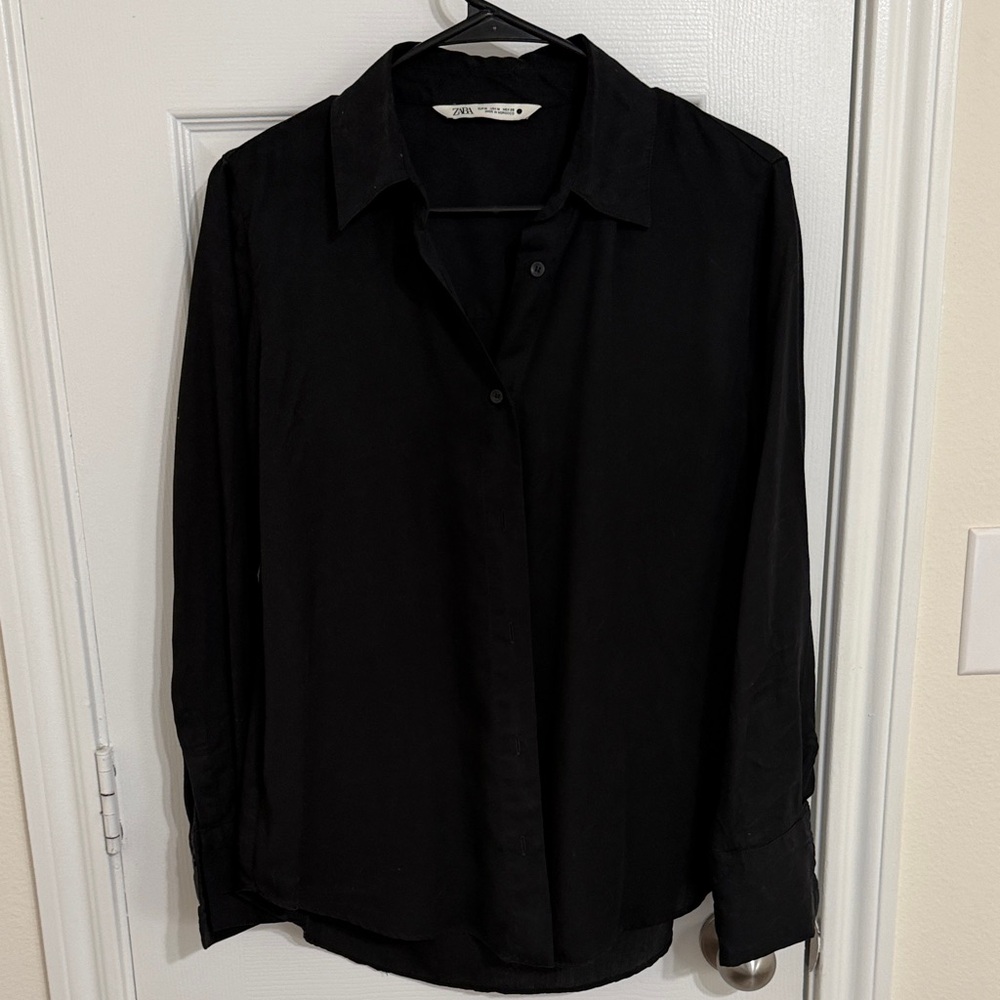 Zara Black Button-Down Shirt